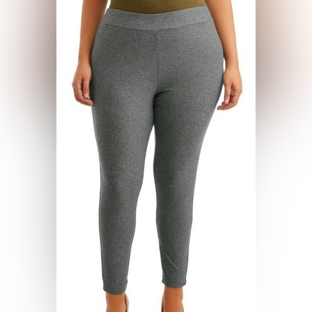 Terra & Sky Grey Plus Mid-Rise Fitted Sueded Full Length Legging NWT